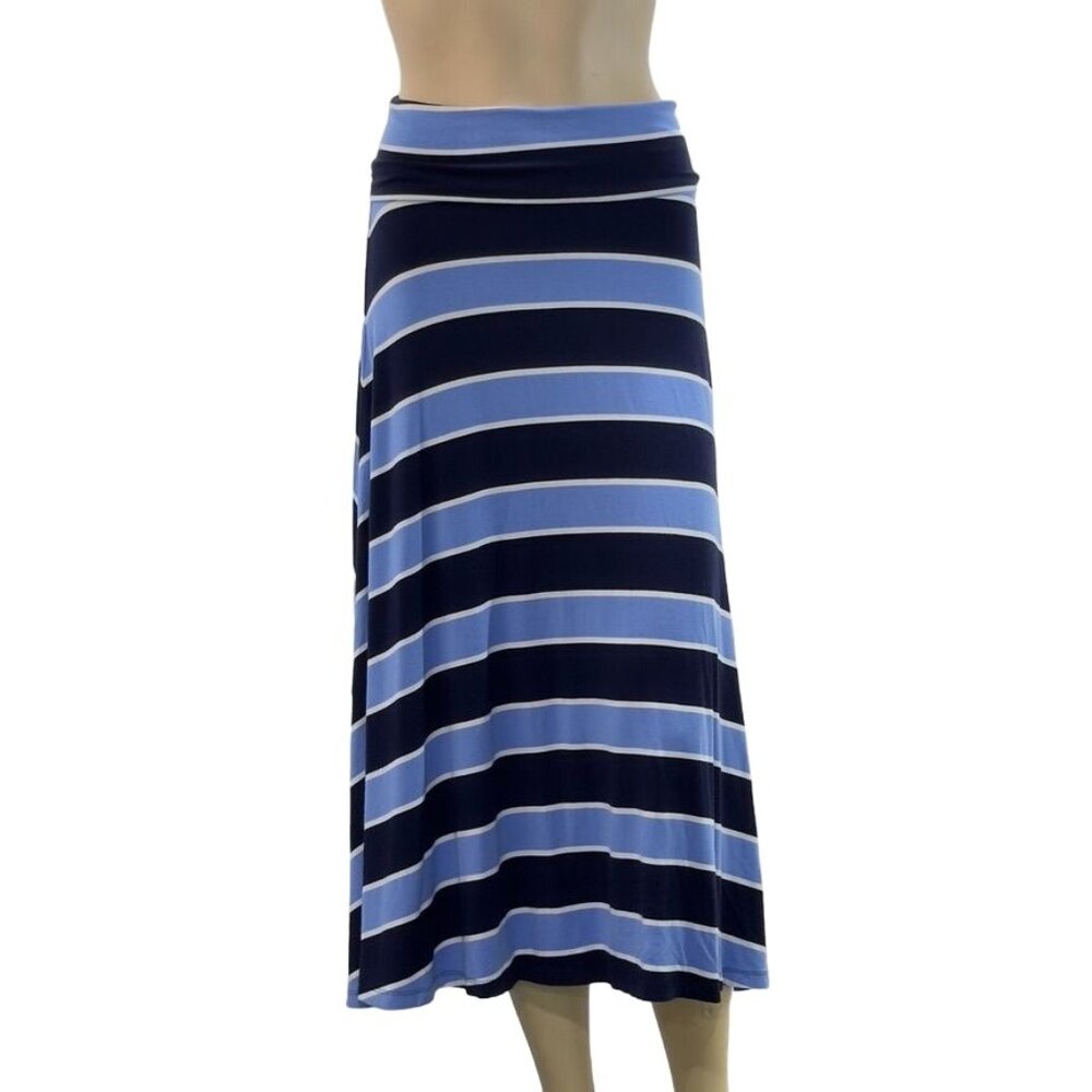 GAP Women's Blue Multicolor Striped Maxi Skirt Stretch Size S Petite